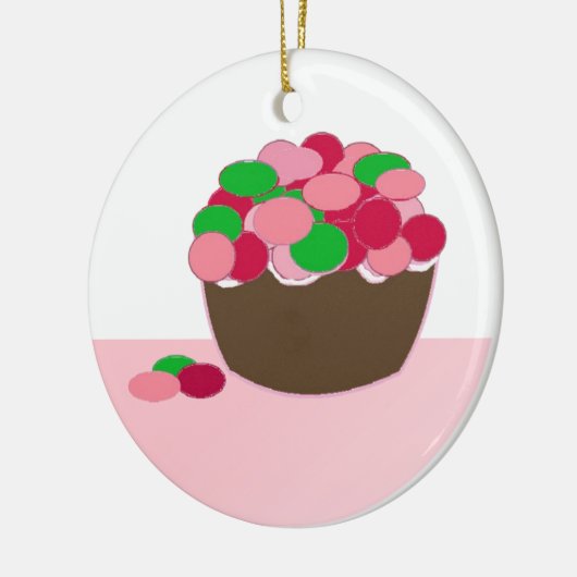 Smartie Cupcake Keramisch Ornament (Links)