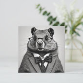 SmartPants GroundHog uitnodiging (Staand voorkant)