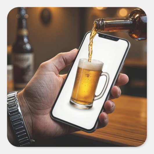 Smartphone Bier Mok Vierkante Sticker (Voorkant)