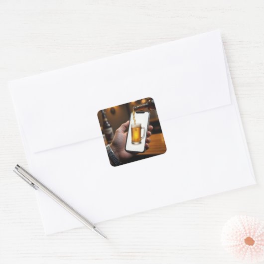Smartphone Bier Mok Vierkante Sticker (Envelop)