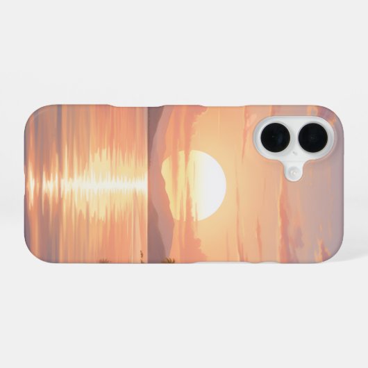 Smartphone case with sunset illustration iPhone 16 hoesje (Achterkant horizontaal)