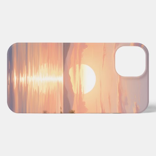 Smartphone case with sunset illustration iPhone hoesje (Achterkant horizontaal)