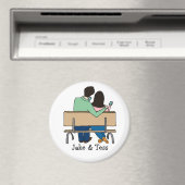 Smartphone-liefhebbende paar- aangepaste cartoon m magneet (Insitu (Vaatwasser))