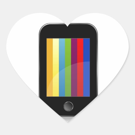 Smartphone met kleurrijk scherm hart sticker (Voorkant)