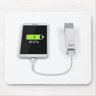 Smartphone-oplading met energiebank muismat