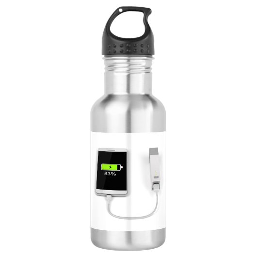 Smartphone-oplading met energiebank waterfles (Voorkant)