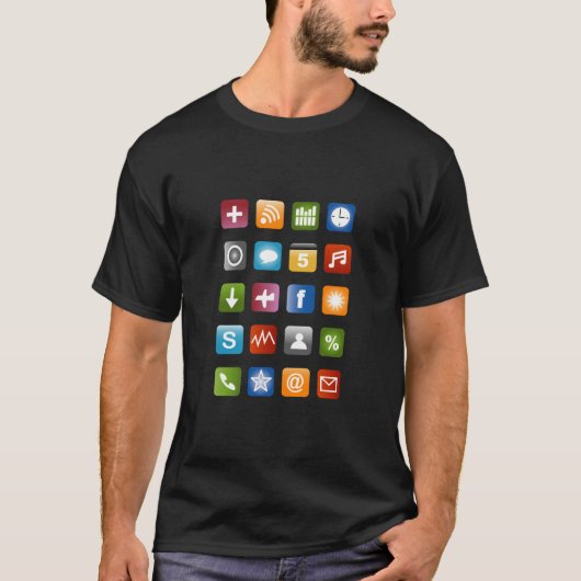Smartphone t-shirt met kleurrijke app-iconen (Voorkant)