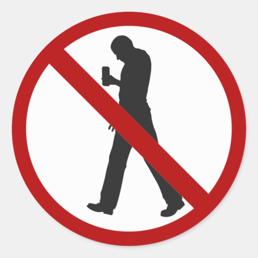 Smartphone Zombies verboden Ronde Sticker (Voorkant)