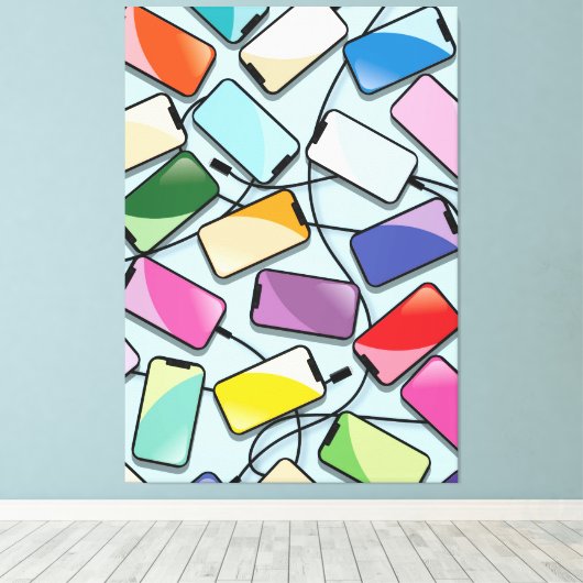 Smartphones met een inkeping canvas afdruk (Insitu (Houten vloer))