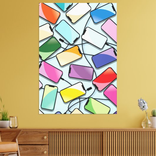 Smartphones met een inkeping canvas afdruk (Insitu (Woonkamer))