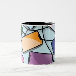 Smartphones met een inkeping tweekleurige koffiemok