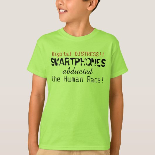 Smartphones ontvoerde de Human Race Funny Kinder T-shirt (Voorkant)