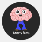 Smarty Pants Brain Ronde Sticker (Voorkant)
