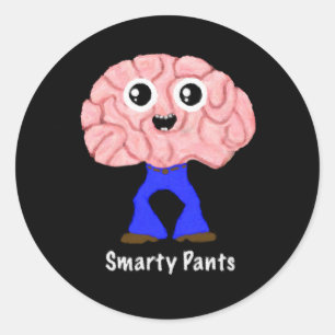 Smarty Pants Brain Ronde Sticker