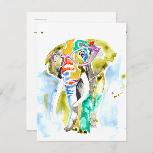 Smarty-Pants Elephant Briefkaart (Voorkant / Achterkant)