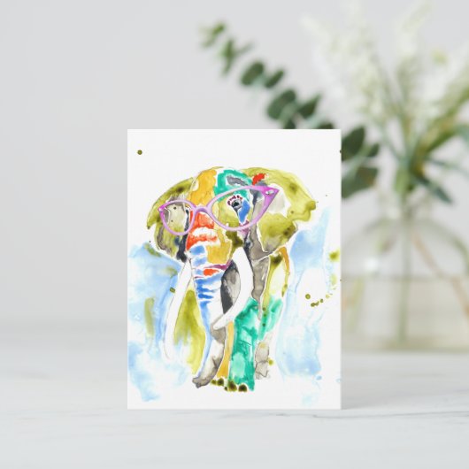Smarty-Pants Elephant Briefkaart (Staand voorkant)