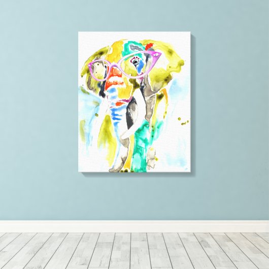 Smarty-Pants Elephant Canvas Afdruk (Insitu (Houten vloer))