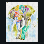 Smarty-Pants Elephant Puzzel<br><div class="desc">Deze waterverf is voorzien van een kleurrijke olifant in eierassen | Door Jennifer Goldberger. Afbeelding-ID: 122135GG</div>
