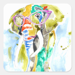Smarty-Pants Elephant Vierkante Sticker