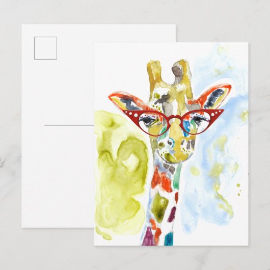 Smarty-Pants Giraffe Briefkaart (Voorkant / Achterkant)