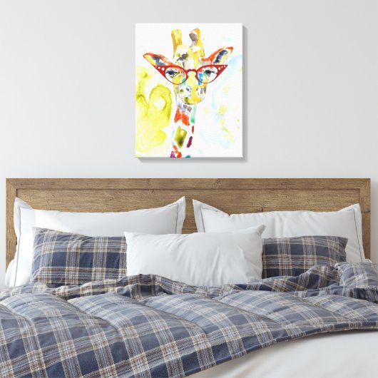Smarty-Pants Giraffe Canvas Afdruk (Insitu (Slaapkamer))