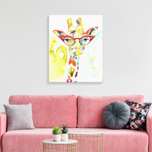 Smarty-Pants Giraffe Canvas Afdruk (Insitu (Woonkamer))