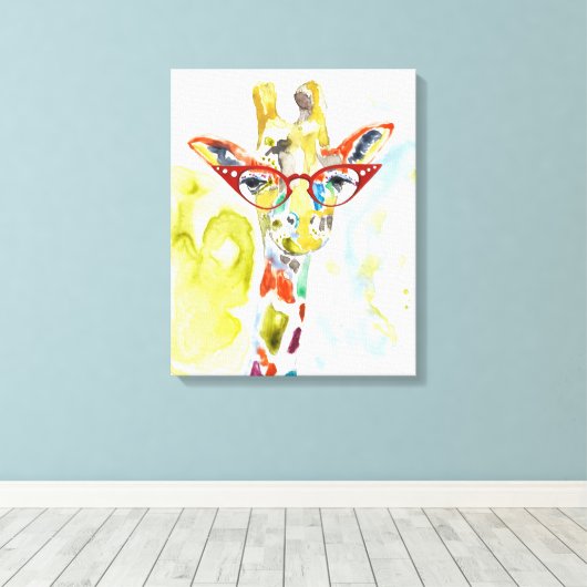 Smarty-Pants Giraffe Canvas Afdruk (Insitu (Houten vloer))