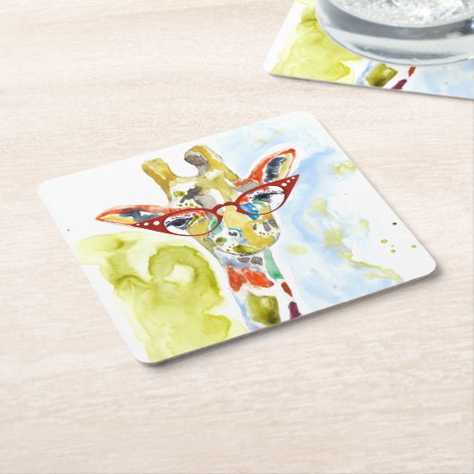 Smarty-Pants Giraffe Kartonnen Onderzetters (Schuin)