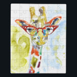 Smarty-Pants Giraffe Puzzel<br><div class="desc">Deze afdruk van de waterverf is voorzien van een kleurrijke giraf in eierpassen | Door Jennifer Goldberger</div>