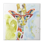 Smarty-Pants Giraffe Tegeltje<br><div class="desc">Deze afdruk van de waterverf is voorzien van een kleurrijke giraf in eierpassen | Door Jennifer Goldberger</div>