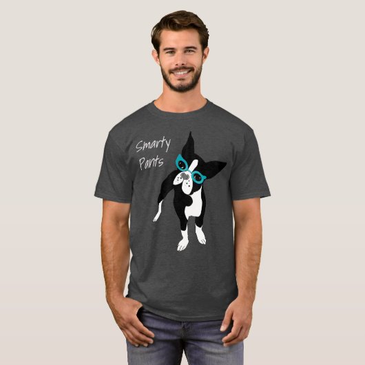 Smarty Pants  Glasses Boston Terrier Dog T-shirt (Voorkant volledig)