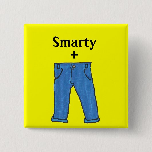 Smarty pants-knop vierkante button 5,1 cm (Voorkant)