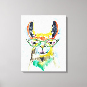 Smarty-Pants Llama Canvas Afdruk