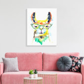 Smarty-Pants Llama Canvas Afdruk (Insitu (Woonkamer))
