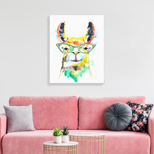 Smarty-Pants Llama Canvas Afdruk (Insitu (Woonkamer))
