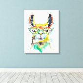 Smarty-Pants Llama Canvas Afdruk (Insitu (Houten vloer))