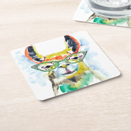 Smarty-Pants Llama Kartonnen Onderzetters (Schuin)