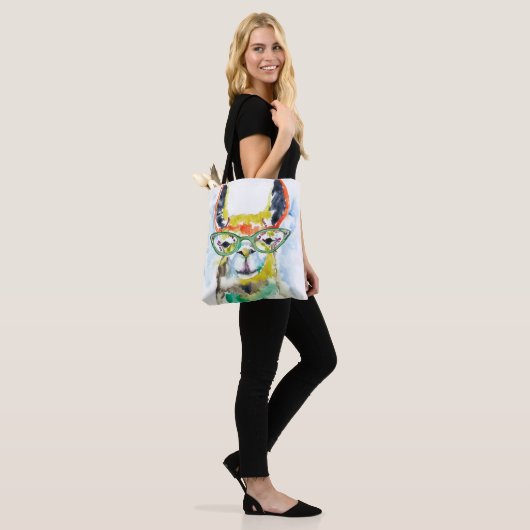 Smarty-Pants Llama Tote Bag (Op model)