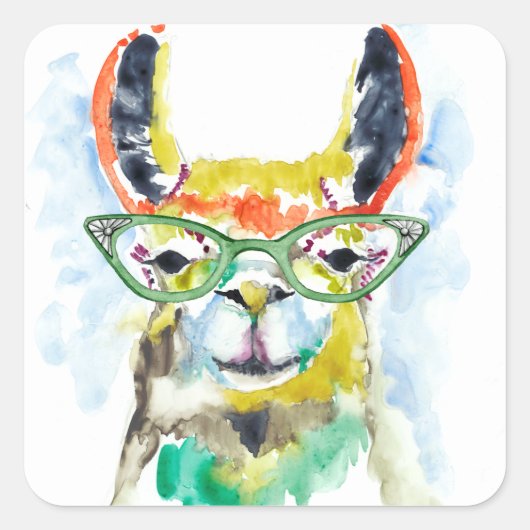 Smarty-Pants Llama Vierkante Sticker (Voorkant)