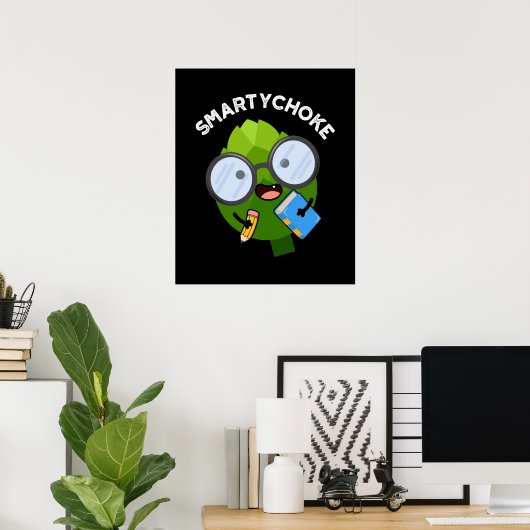 Smartychoke Funny Artichoke Pun Dark BG Poster (Thuiskantoor)