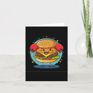 Smash Burger kostuum met grappige bokshandschoenen Kaart