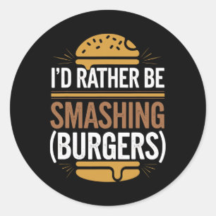 Smash Burger Lover Gegrilde Cheeseburger Flat Top Ronde Sticker