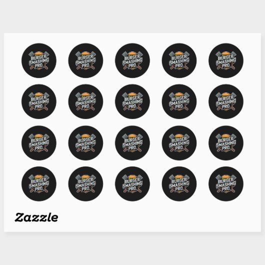 Smash Burger Lover Gegrilde Cheeseburger Flat Top Ronde Sticker (Vel)