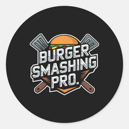 Smash Burger Lover Gegrilde Cheeseburger Flat Top  Ronde Sticker (Voorkant)