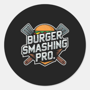Smash Burger Lover Gegrilde Cheeseburger Flat Top Ronde Sticker
