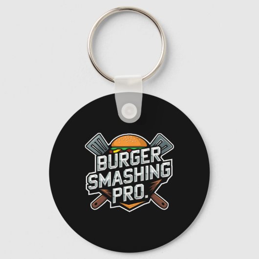 Smash Burger Lover Gegrilde Cheeseburger Flat Top Sleutelhanger (Voorkant)