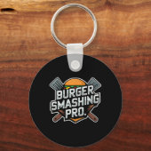 Smash Burger Lover Gegrilde Cheeseburger Flat Top Sleutelhanger (Voorkant)