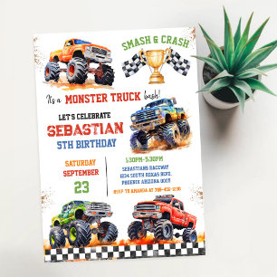 Smash & Crash Het is Monster Truck Feestje Jongens Kaart