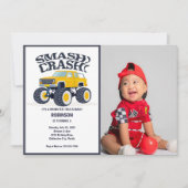 Smash Crash - Moderne Gele Monster Truck Foto Kaart (Voorkant)