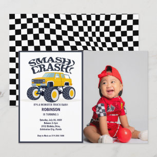 Smash Crash - Moderne Gele Monster Truck Foto Kaart